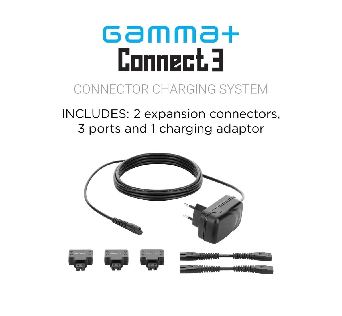 Gamma+ Barberhood Connect 3 Charging System w/ 2 Expansion Cords & Adapter