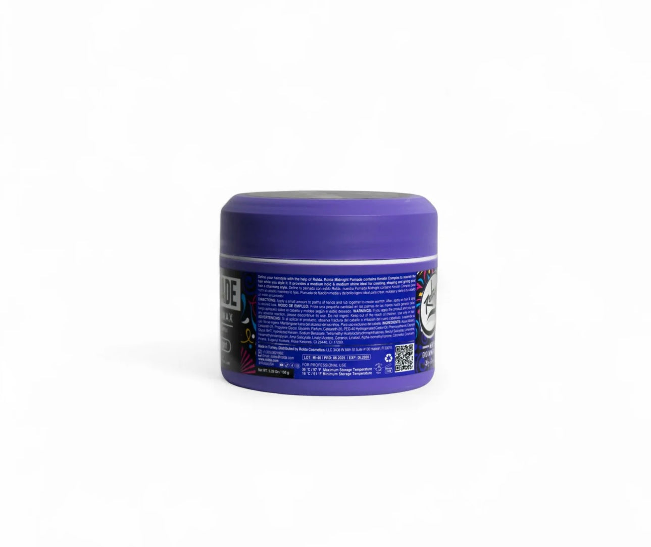 Rolda - Midnight Hair Pomade | Water Based Formula, Medium Hold, Medium Shine, Washes Out Easily, All Day Hold, Flake-free