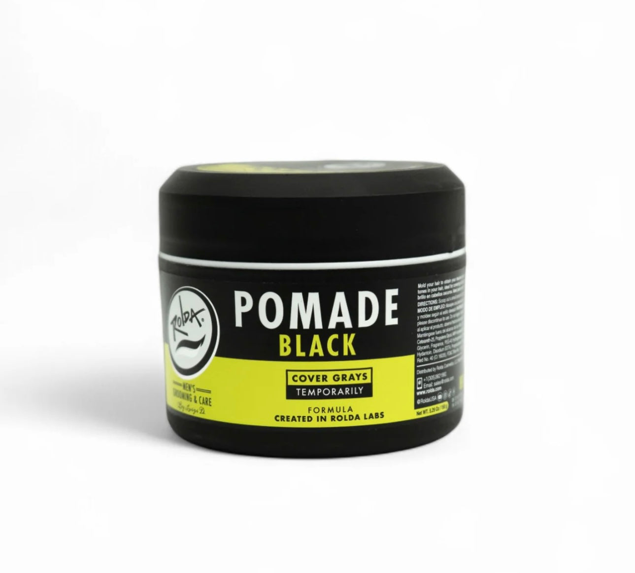 Rolda - Black Hair Pomade | Covers Grey Hairs, Medium Hold, Medium Shine, Water-based Formula, All Day Hold, Flake-free, Alcohol-free
