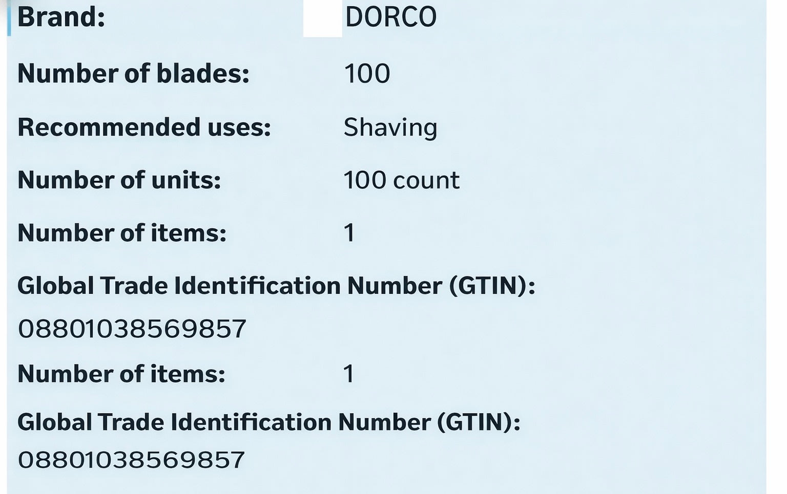 Dorco Razor Blades