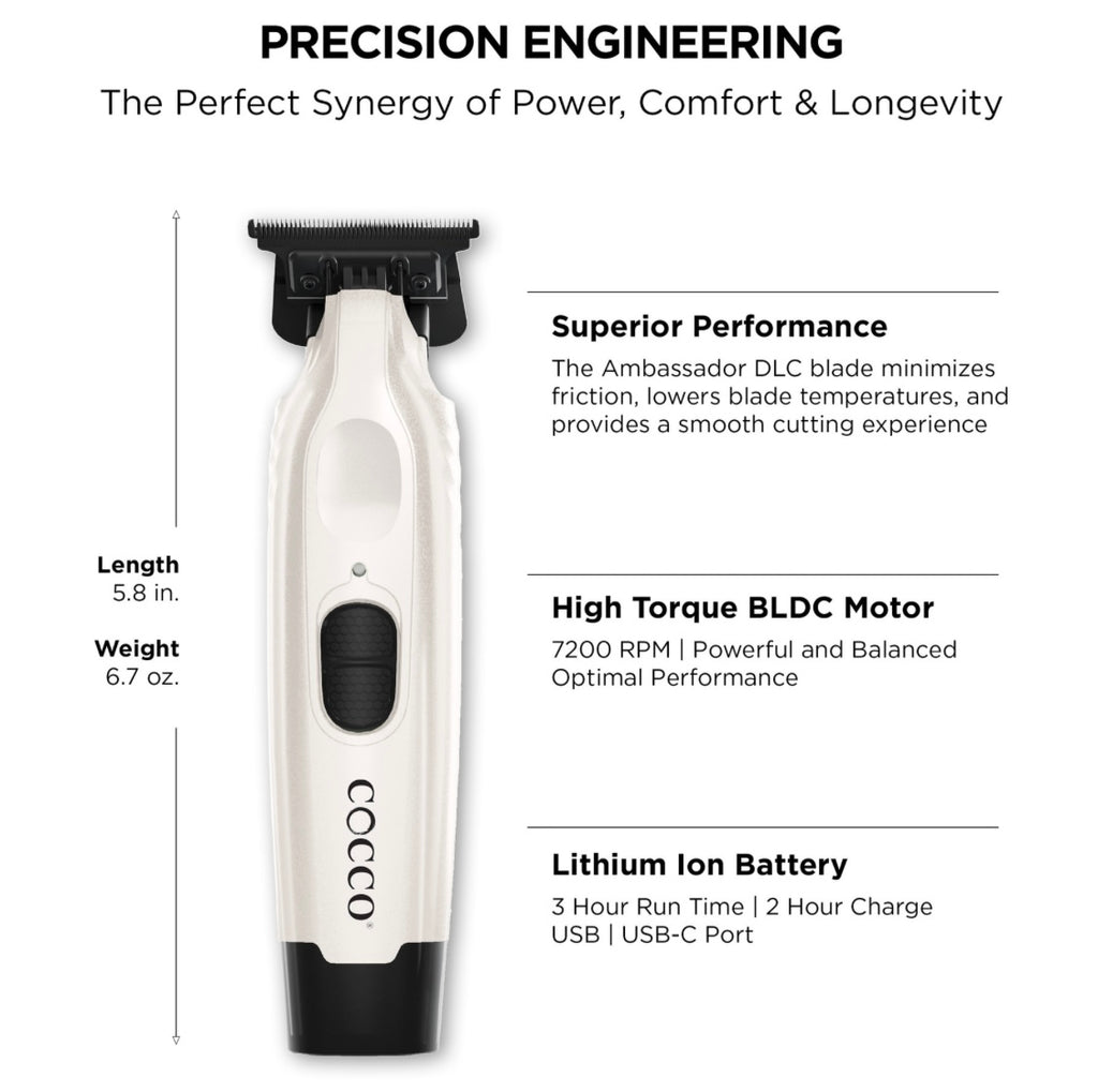 Cocco Veloce Pro Cordless Trimmer w/ Digital Gap Ambassador DLC Blade + Black Charging Stand