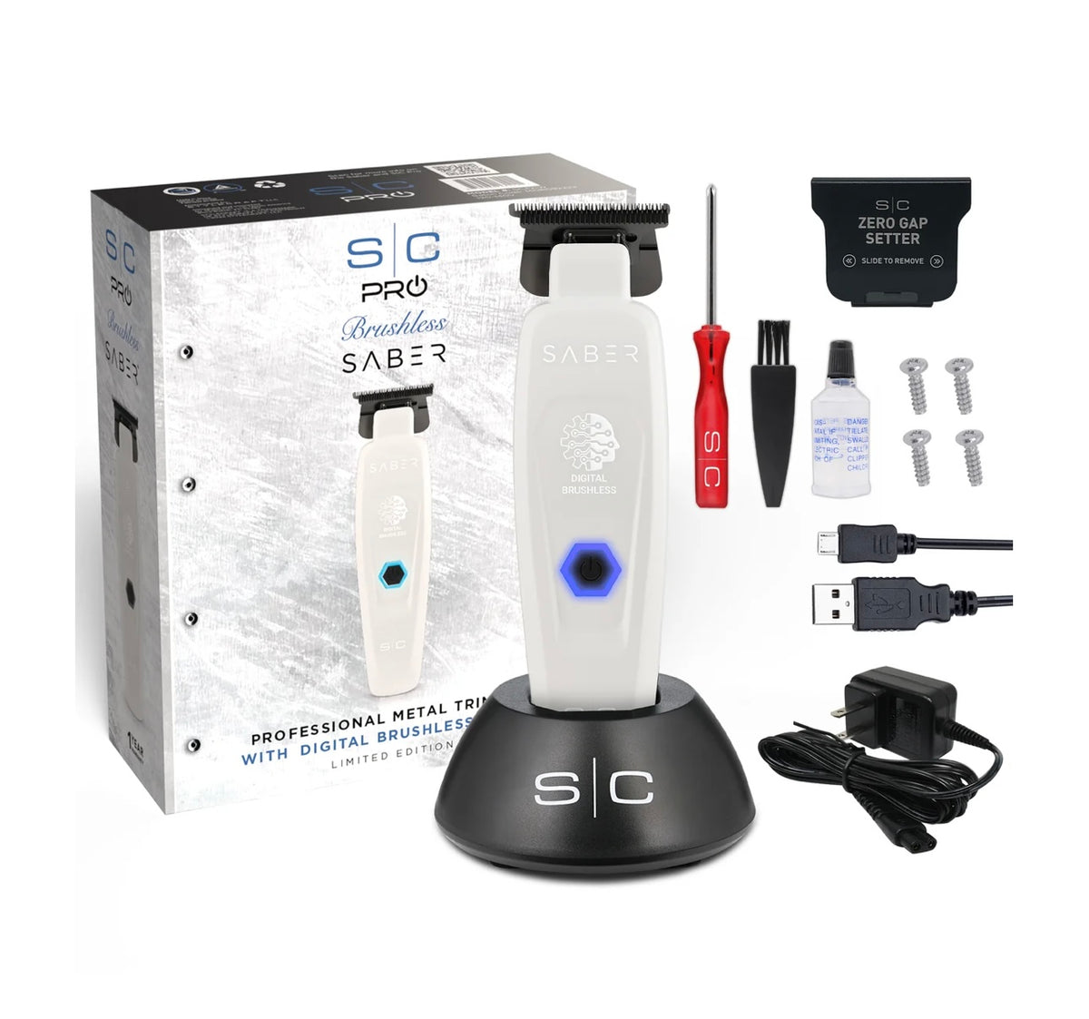 StyleCraft Limited Edition Saber 2 Cordless Digital Brushless Motor Trimmer - White