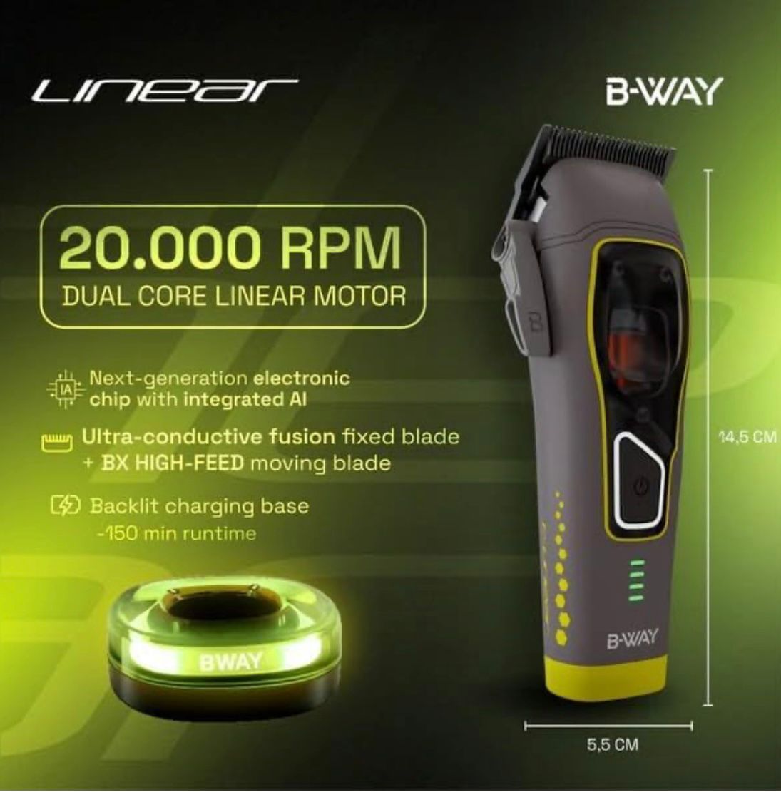 B-Way Linear Cordless Clipper w/ Dual Core Linear Motor