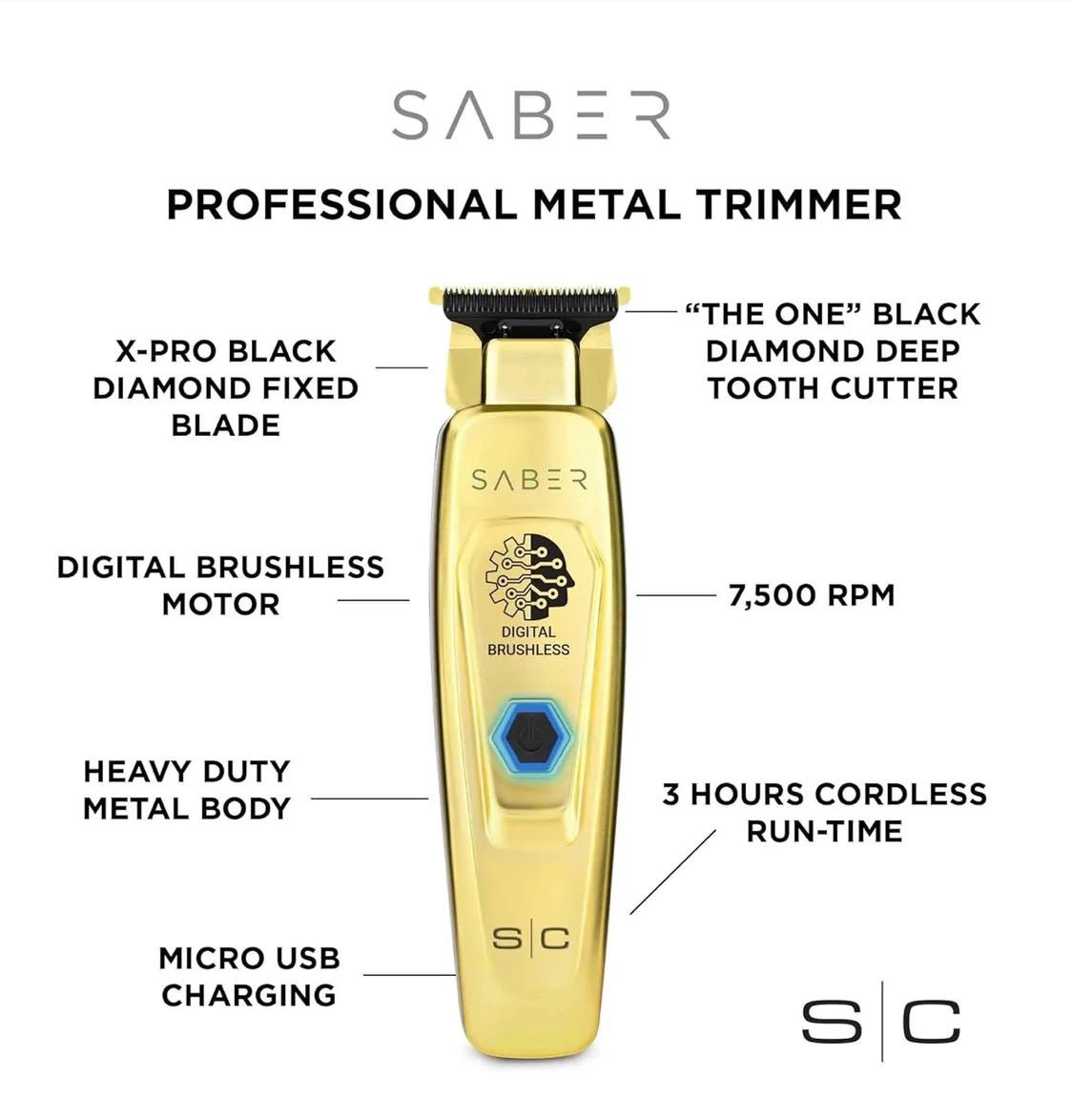 StyleCraft Saber Cordless Digital Brushless Motor Metal Trimmer (SC405G)